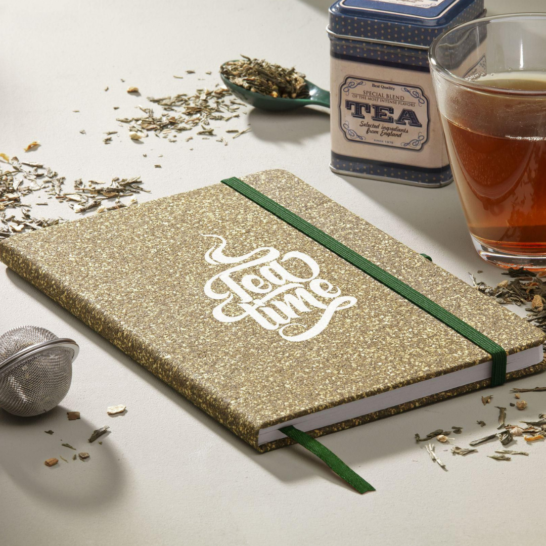 GreenLeafy | Duurzaam notitieboek van theedrab & kurk