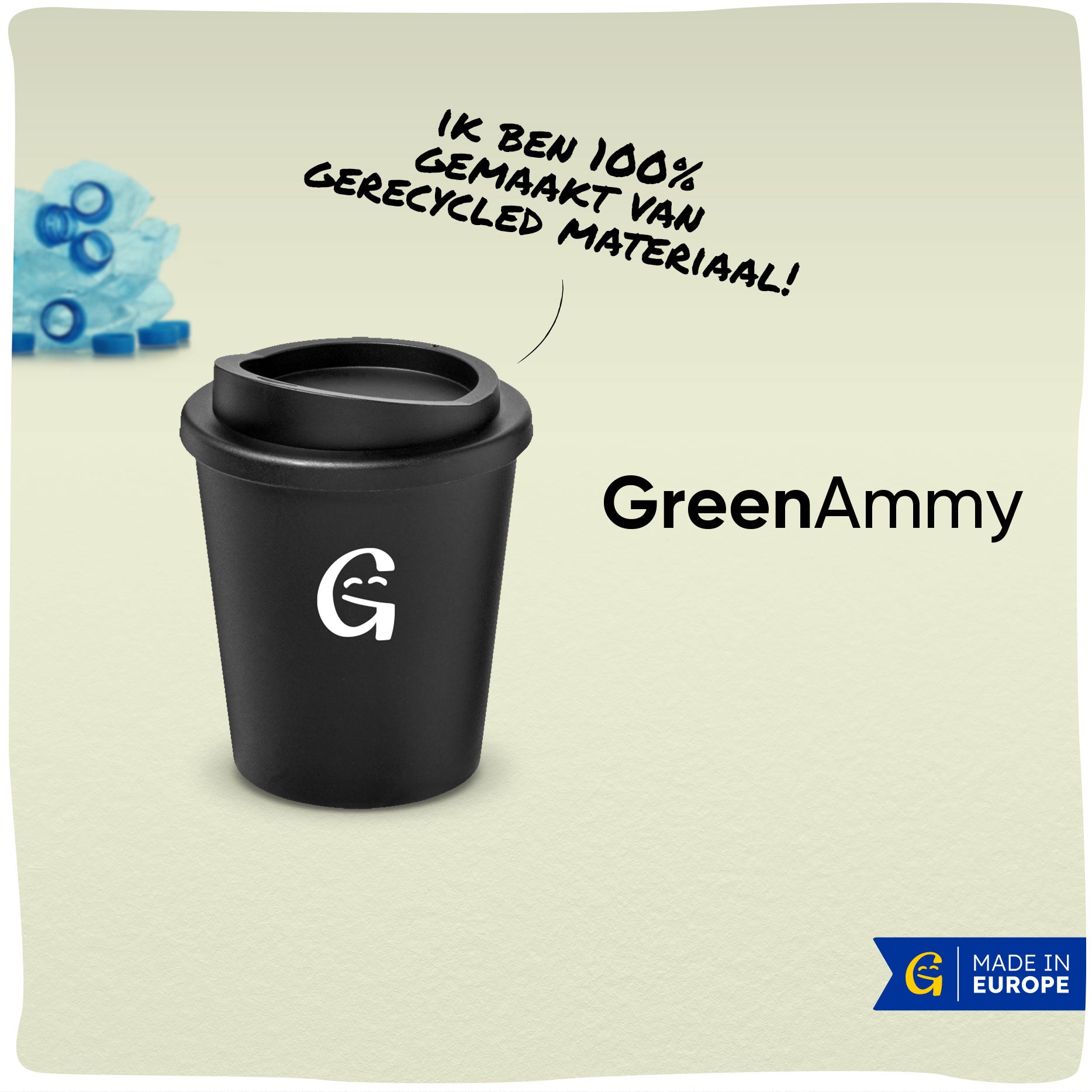 GreenAmmy | Duurzame koffiebeker van gerecycled plastic