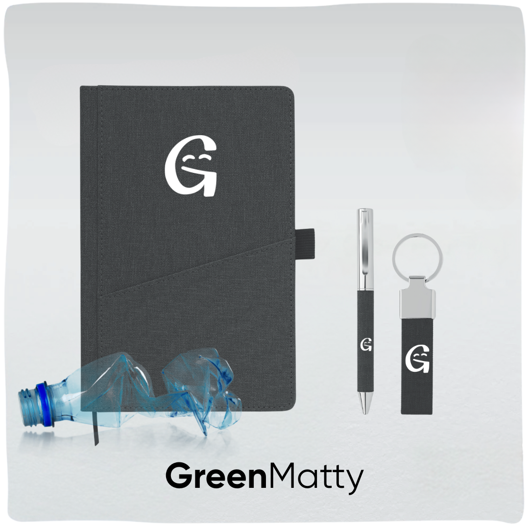 GreenMatty | Duurzaam onboarding pakket met notitieboek, pen en sleutelhanger