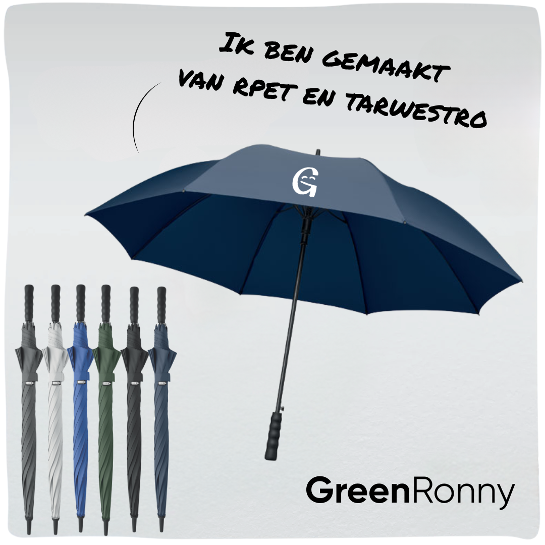 GreenRonny | Duurzame stormparaplu van RPET en tarwestro