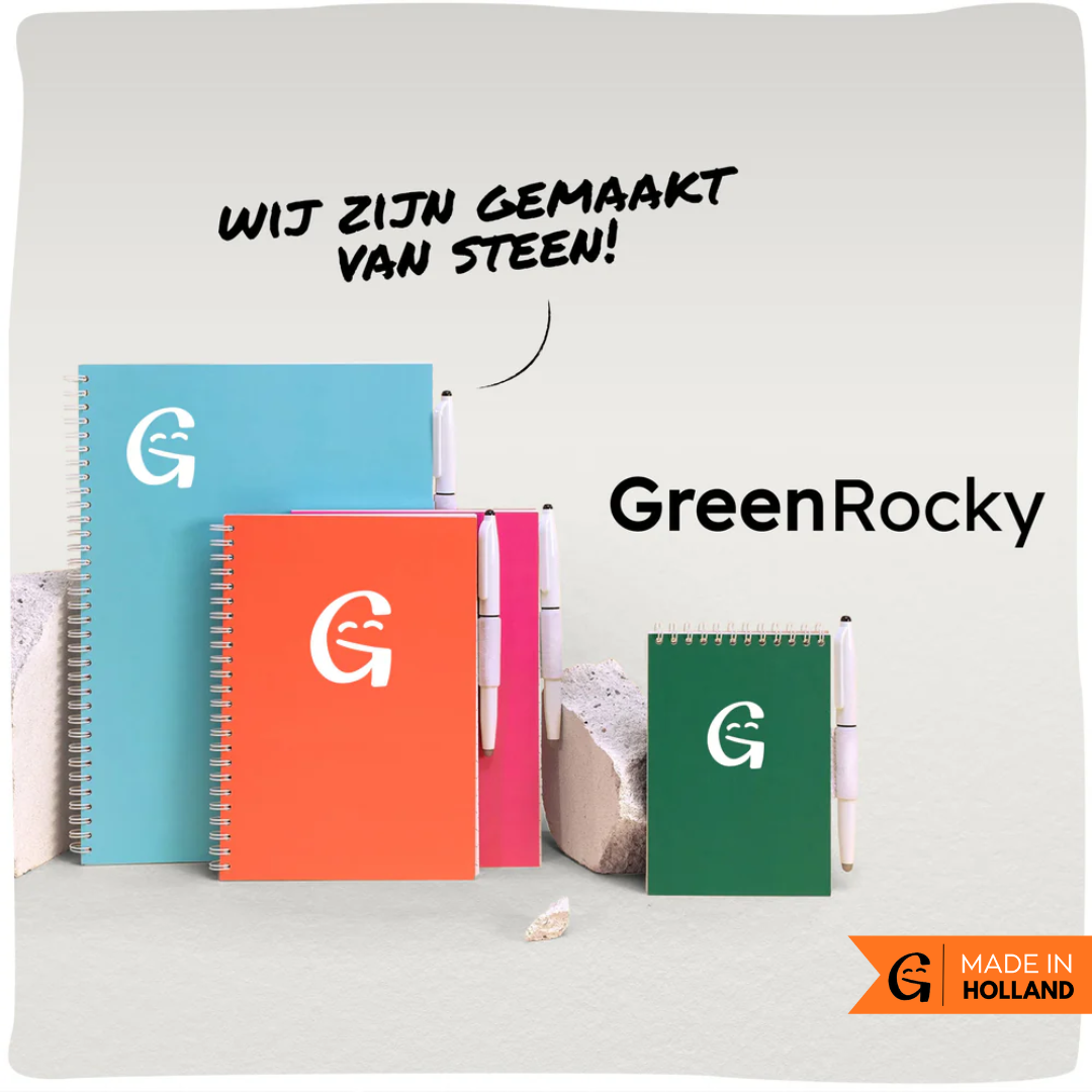 GreenRocky | Duurzaam uitwisbaar notitieboek gemaakt van steenpapier