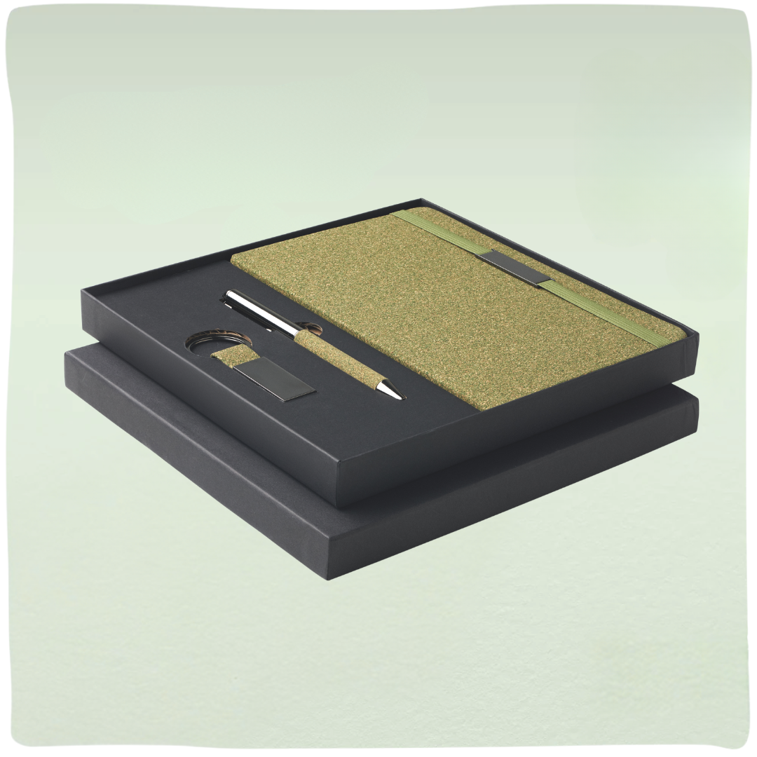 GreenGaby | Duurzaam onboarding pakket met notitieboek, pen en sleutelhanger