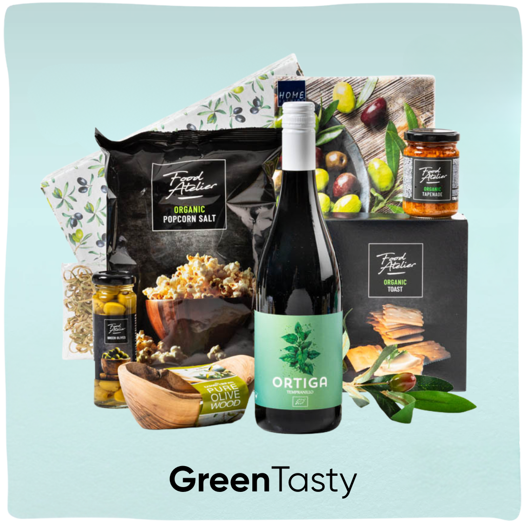 GreenTasty | Duurzaam kerstpakket met biologische wijn en organische tapas