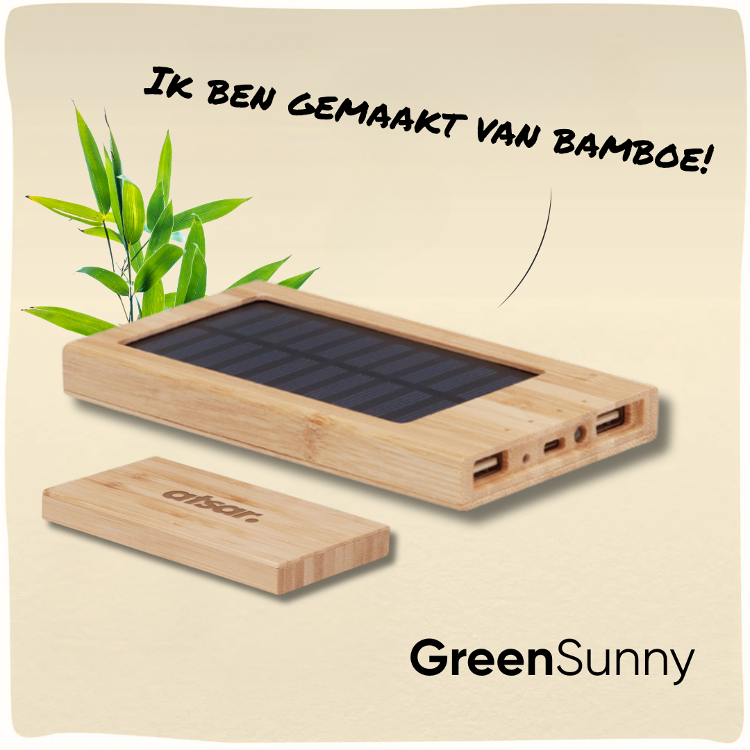GreenSunny | Duurzame solar powerbank gemaakt van bamboe