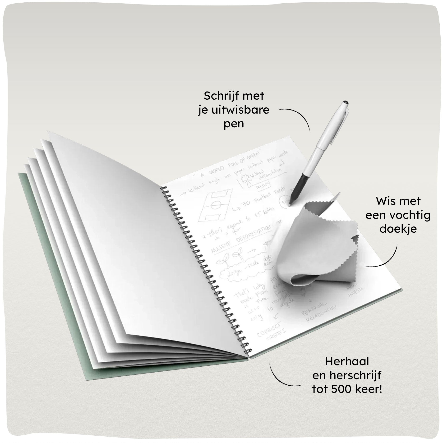 GreenRocky | Duurzaam uitwisbaar notitieboek gemaakt van steenpapier