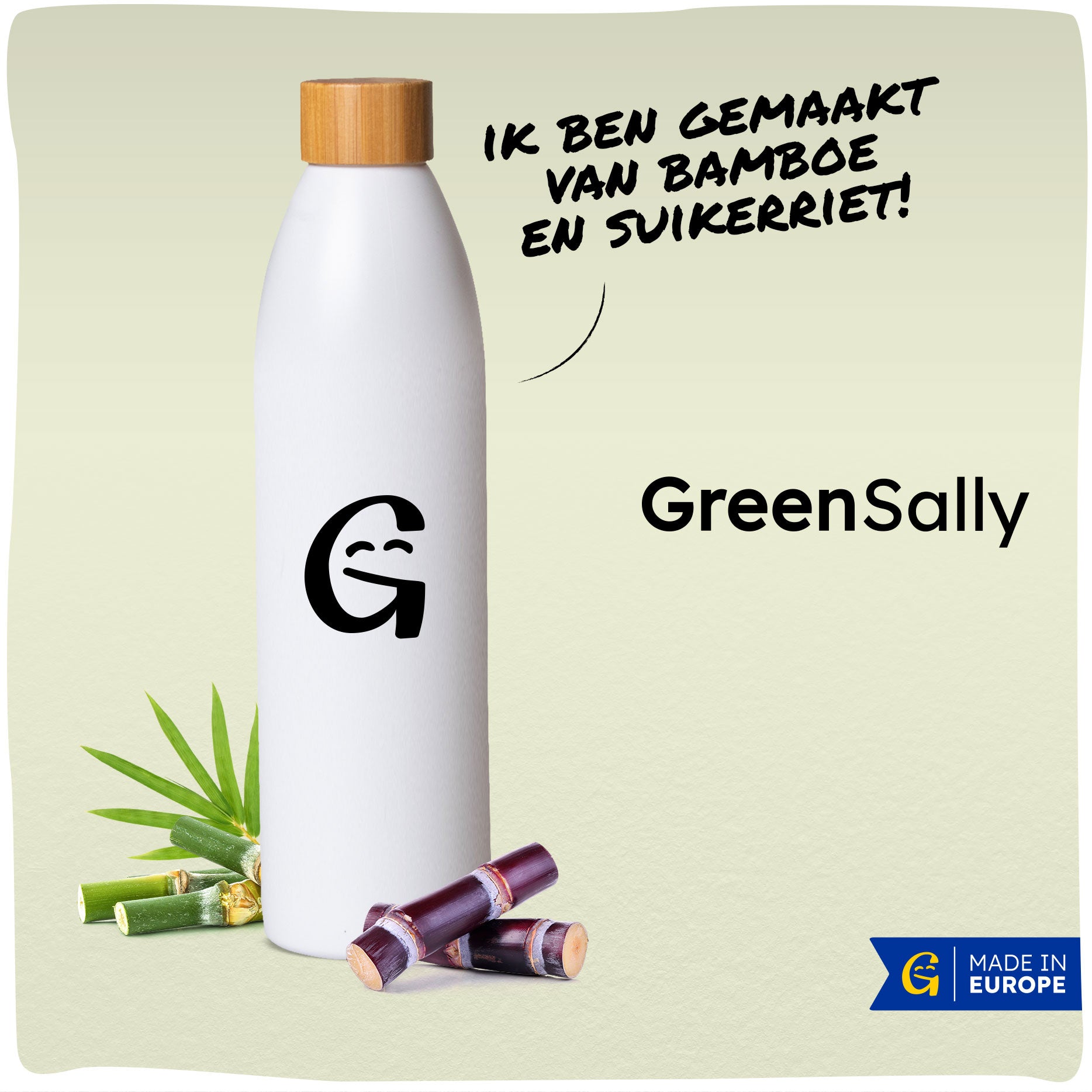 GreenSally | Duurzame waterfles gemaakt van suikerriet en bamboe