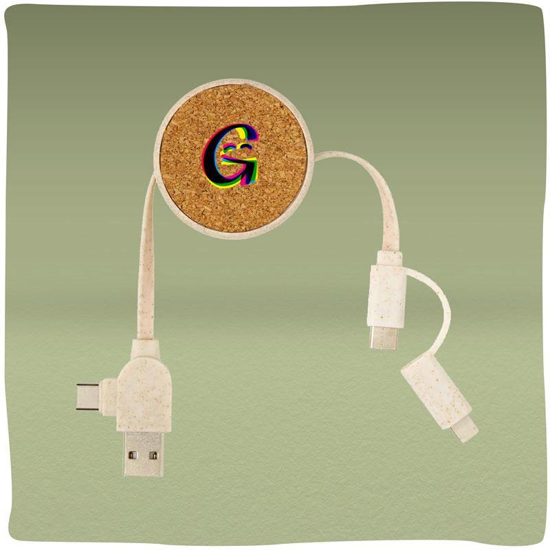 GreenCaby | Duurzame oplaadkabel-set gemaakt van kurk en tarwestro - GreenBetty