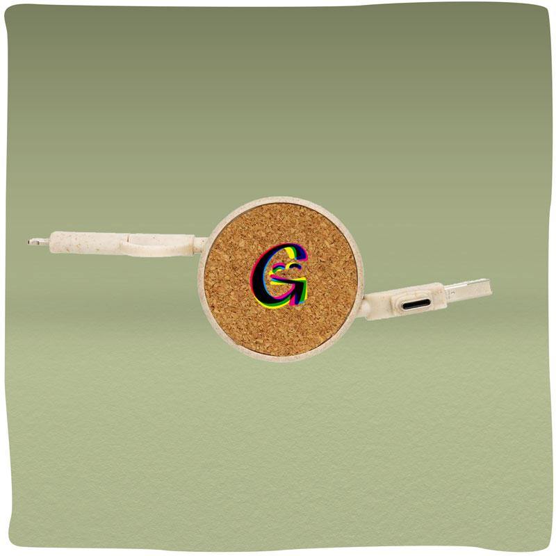 GreenCaby | Duurzame oplaadkabel-set gemaakt van kurk en tarwestro - GreenBetty