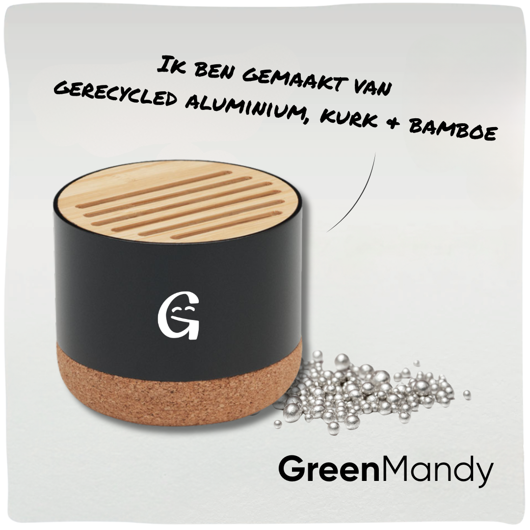 GreenMandy | Eco speaker van gerecycled aluminium, bamboe & kurk