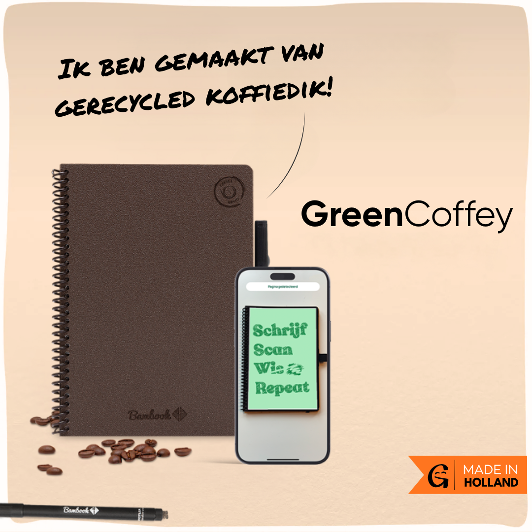 GreenCoffey | Uitwisbaar notitieboek van gerecycled koffiedik