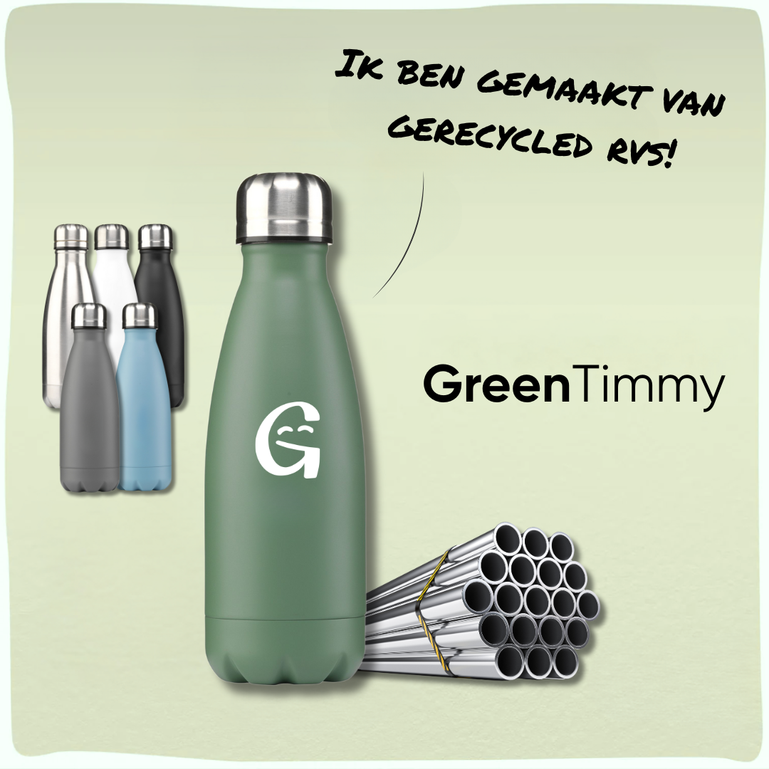 GreenTimmy | Duurzame drinkfles gemaakt van gerecycled RVS