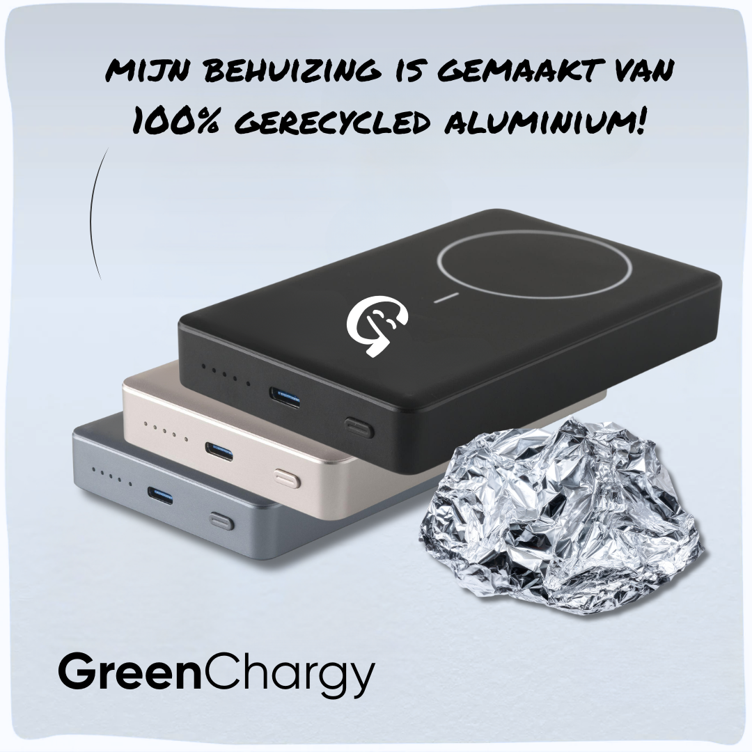 GreenChargy | Duurzame powerbank van gerecycled aluminium