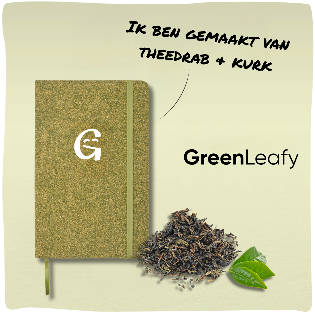 GreenLeafy | Duurzaam notitieboek van theedrab & kurk