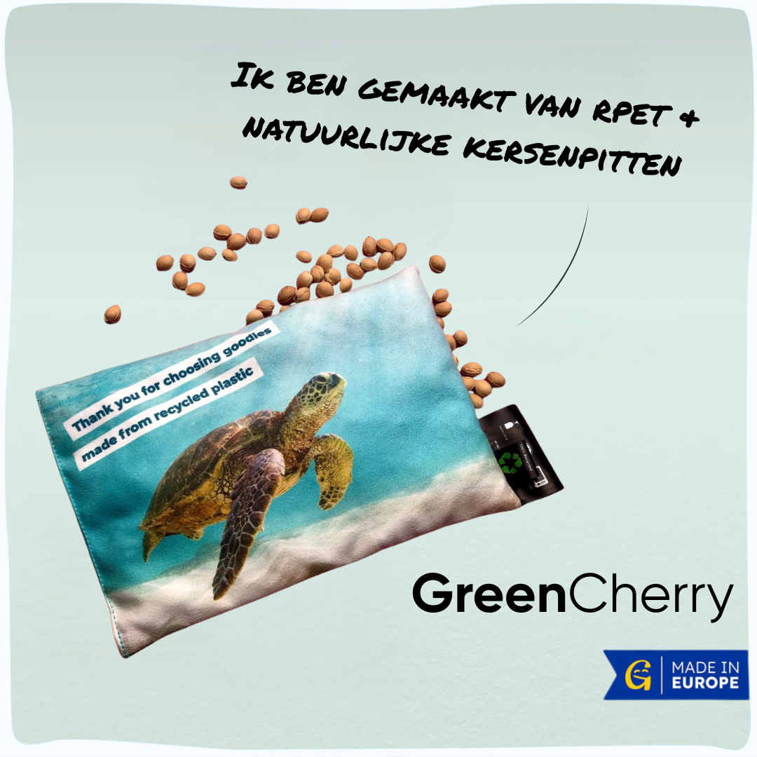 GreenCherry | Duurzaam kersenpitkussen van rPET en natuurlijke kersenpitten