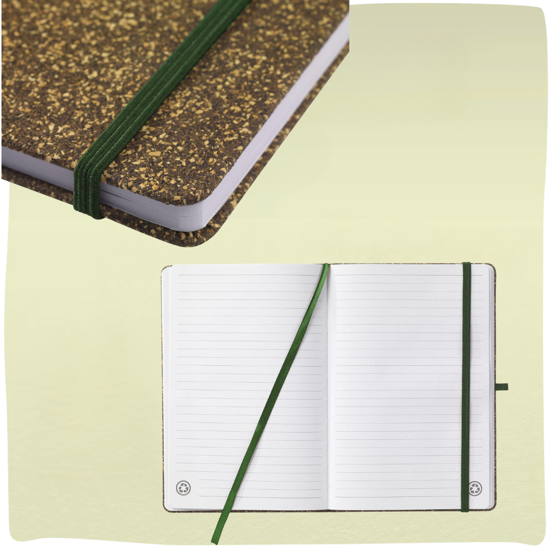 GreenLeafy | Duurzaam notitieboek van theedrab & kurk
