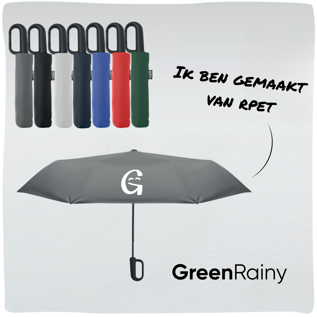 GreenRainy | Duurzame opvouwbare paraplu (windproof) van rPET