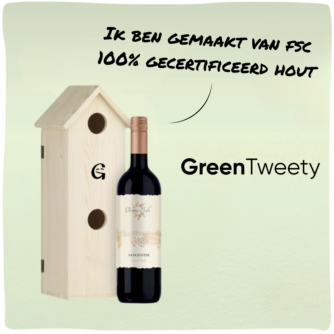 GreenTweety | Duurzame wijnkist en vogelhuisje gemaakt van FSC hout