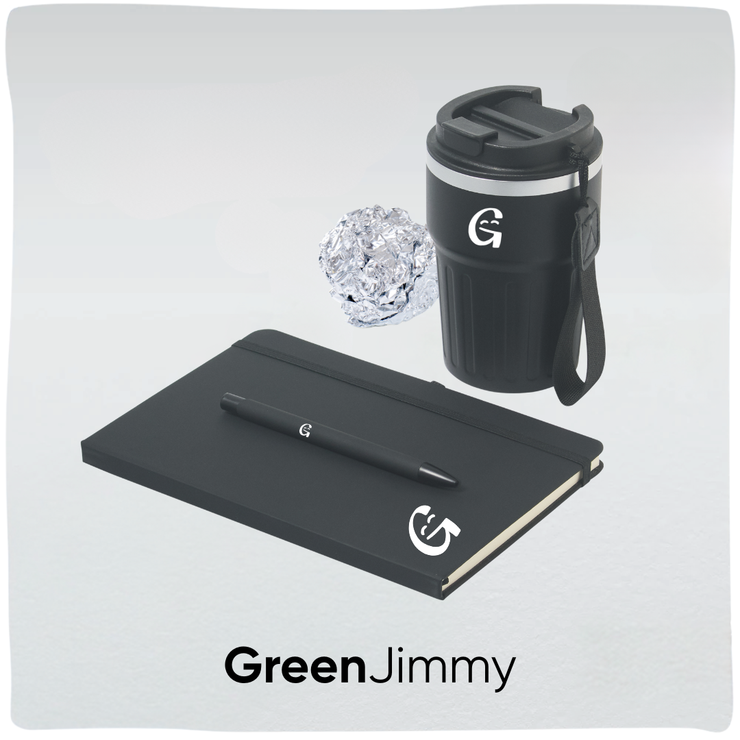 GreenJimmy | Duurzaam onboarding pakket met koffiebeker, notitieboek en pen