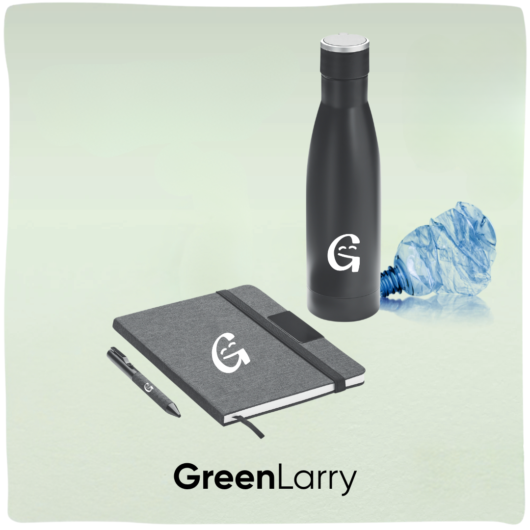 GreenLarry | Duurzaam onboarding pakket met drinkfles, notitieboek en pen