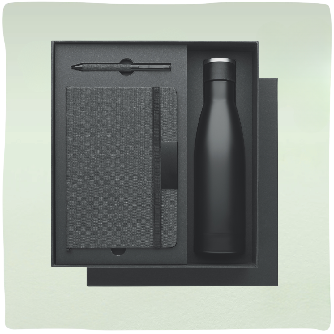 GreenLarry | Duurzaam onboarding pakket met drinkfles, notitieboek en pen