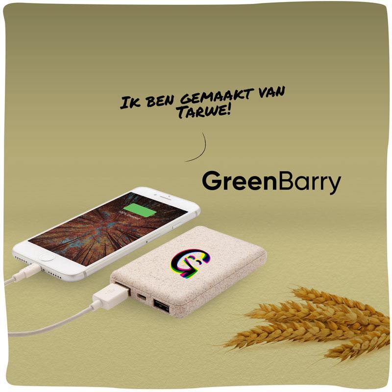GreenBarry | Duurzame powerbank gemaakt van tarwestro