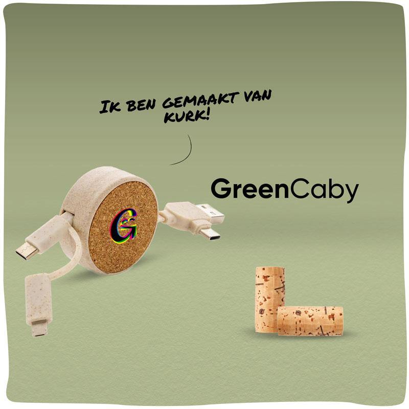 GreenCaby | Duurzame oplaadkabel-set gemaakt van kurk en tarwestro