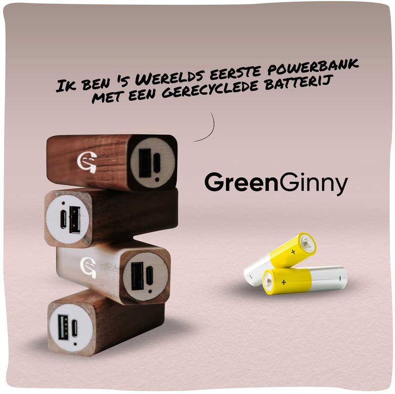 GreenGinny | Duurzame powerbank met gerecyclede batterij